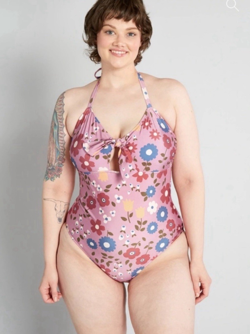 Princess Highway Pink Floral Swim Top with Knot Detail - Picture 8 of 8